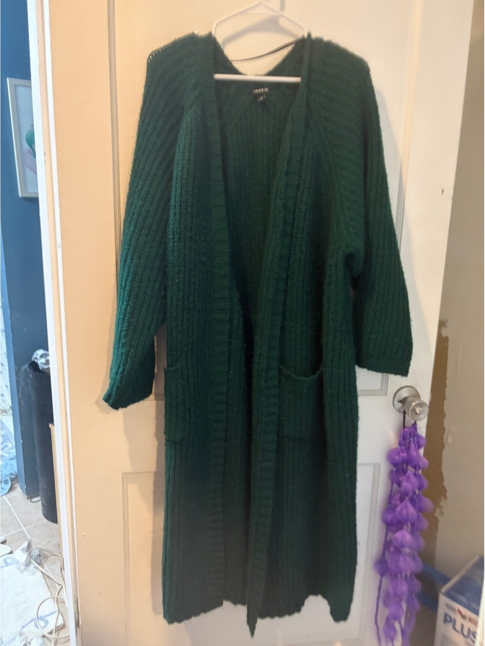 Torrid Women's Long Dark Green Chunky Knit Cardigan Size 4